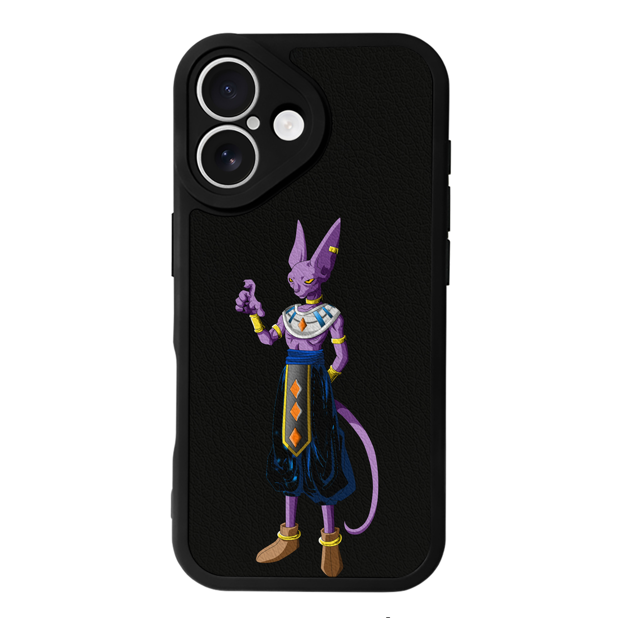 （画像用） ドラゴンボール ビルス 破壊神ビルス DRAGON BALL Beerus Birusu 【iPhone 16シリーズ対応】シリコンスマホケース（レザー調） 材質：シリコン